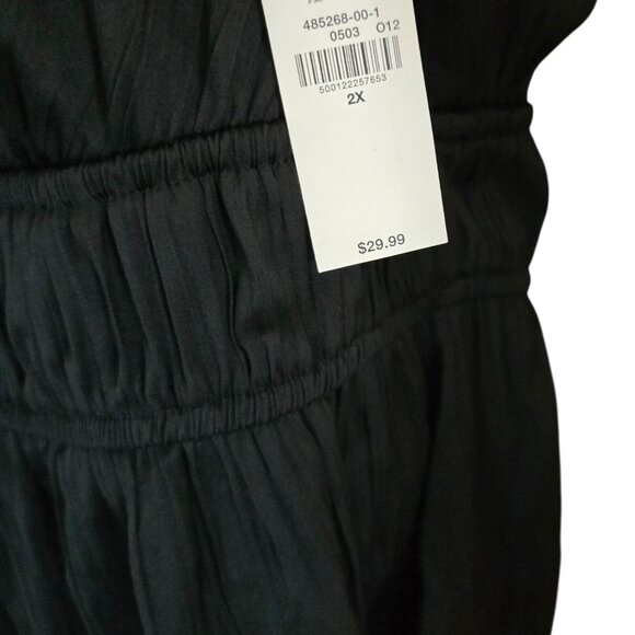 Old Navy 2X Black Sleeveless Peplum  tank goth whimsygoth dark academia rouching - Picture 3 of 6